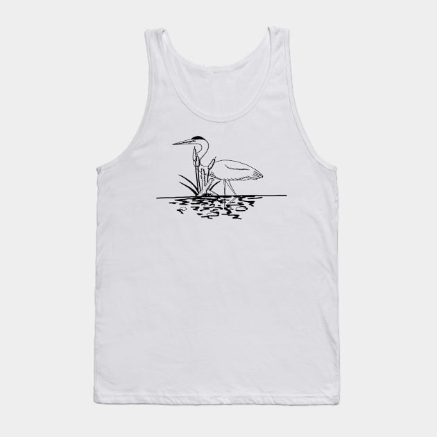 Heron in the reeds Tank Top by Kirsty Topps